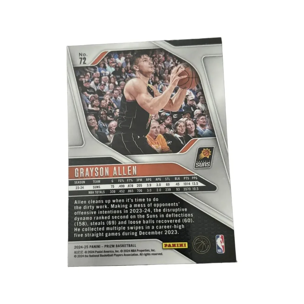 2024-25 Panini Prizm Grayson Allen Silver Prizm Basketball Card #72